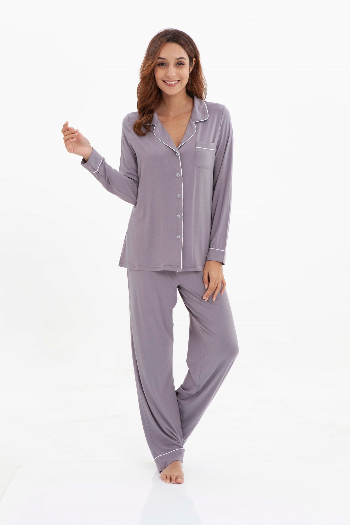 Women's Longsleeve Pajamas Set <br>- Grey