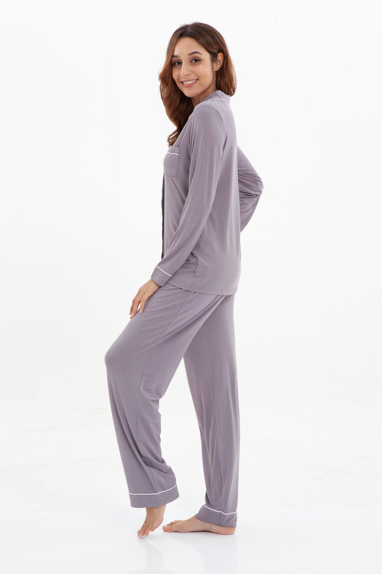 Women's Longsleeve Pajamas Set <br>- Grey