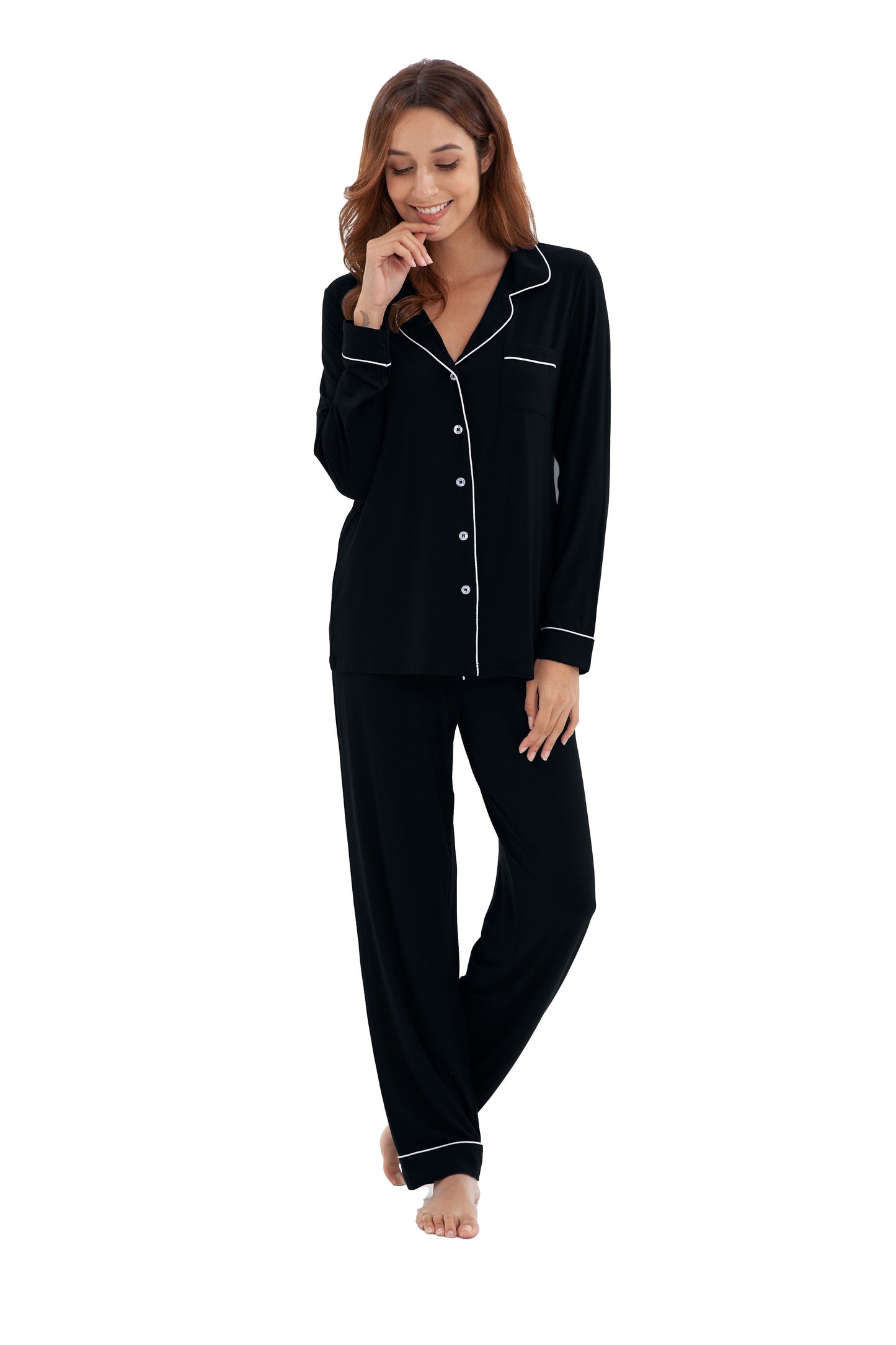 Women's Longsleeve Pajamas Set <br>- Black