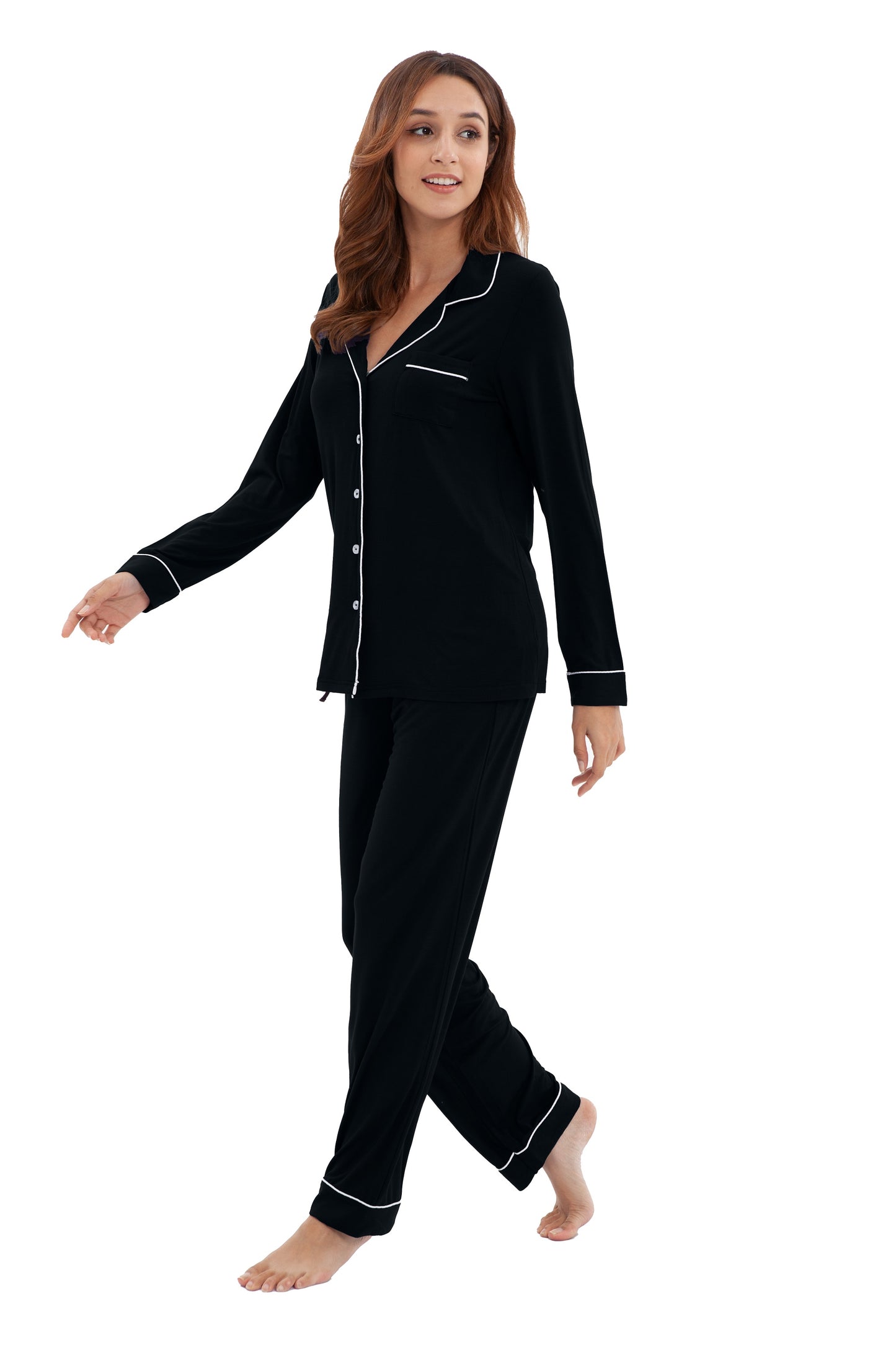 Women's Longsleeve Pajamas Set <br>- Black