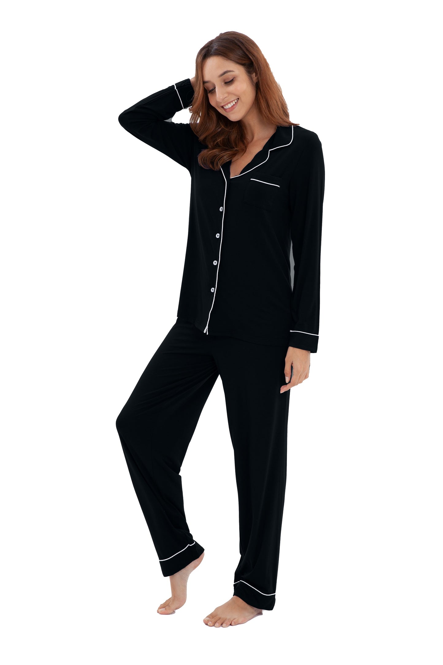 Women's Longsleeve Pajamas Set <br>- Black