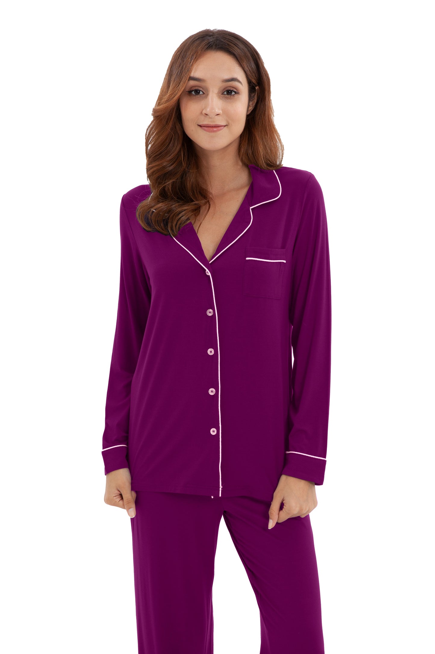 Women's Longsleeve Pajamas Set <br>- Fuchsia