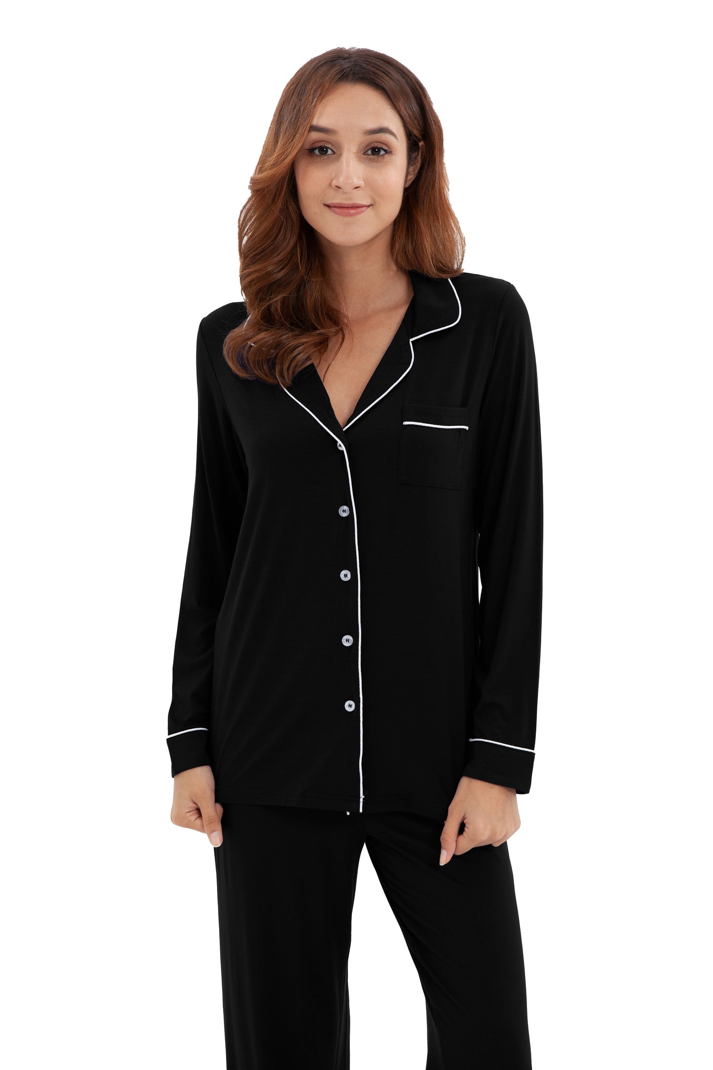 Women's Longsleeve Pajamas Set <br>- Black