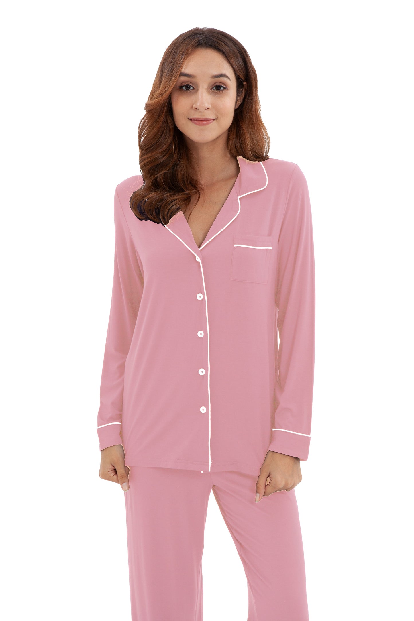 Women's Longsleeve Pajamas Set <br>- Light Pink