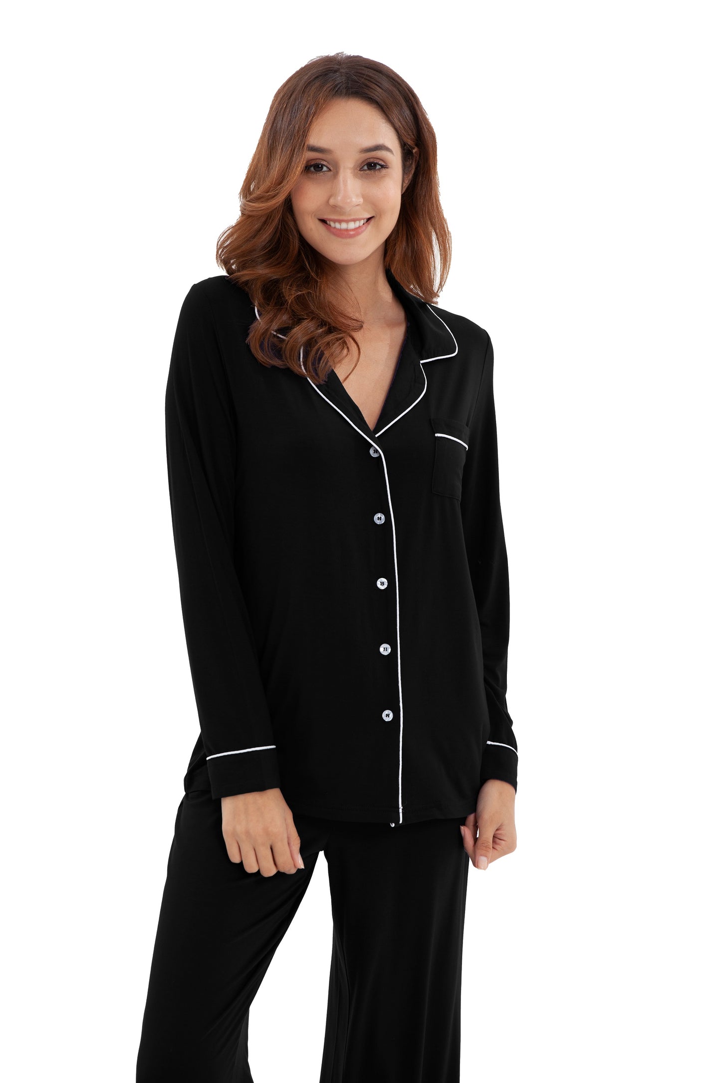 Women's Longsleeve Pajamas Set <br>- Black
