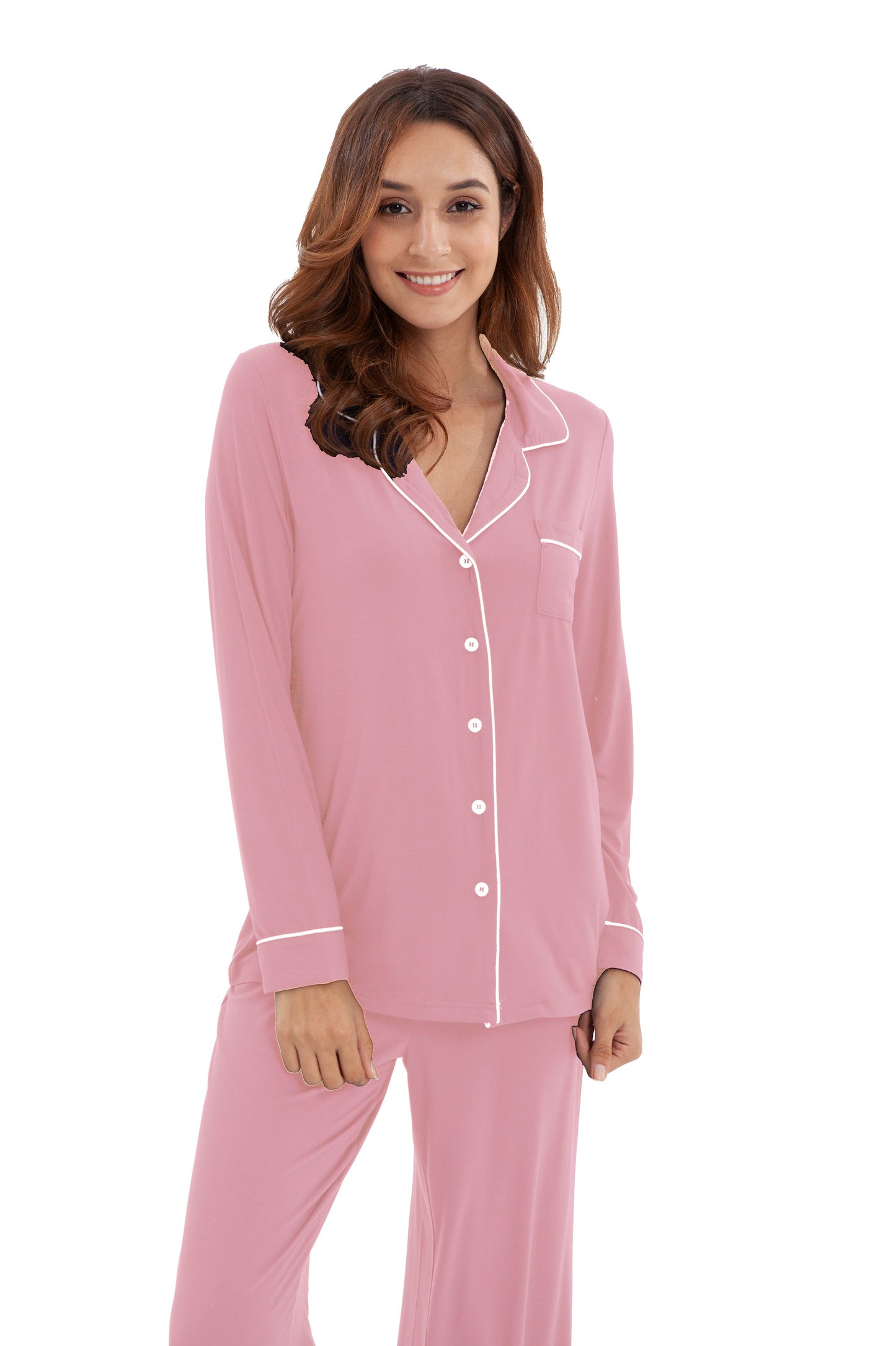 Women's Longsleeve Pajamas Set <br>- Light Pink