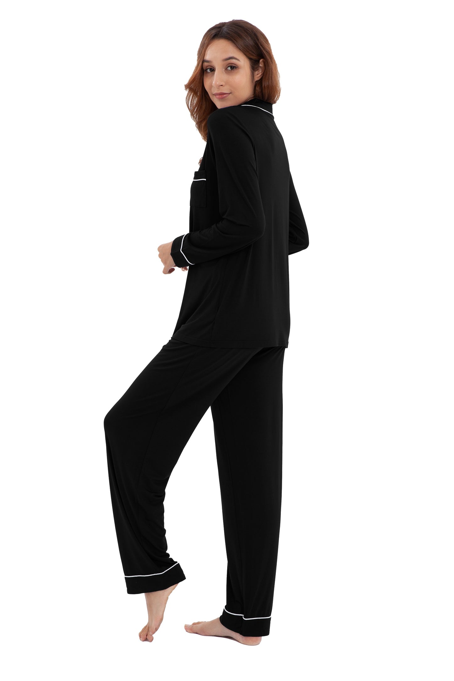 Women's Longsleeve Pajamas Set <br>- Black