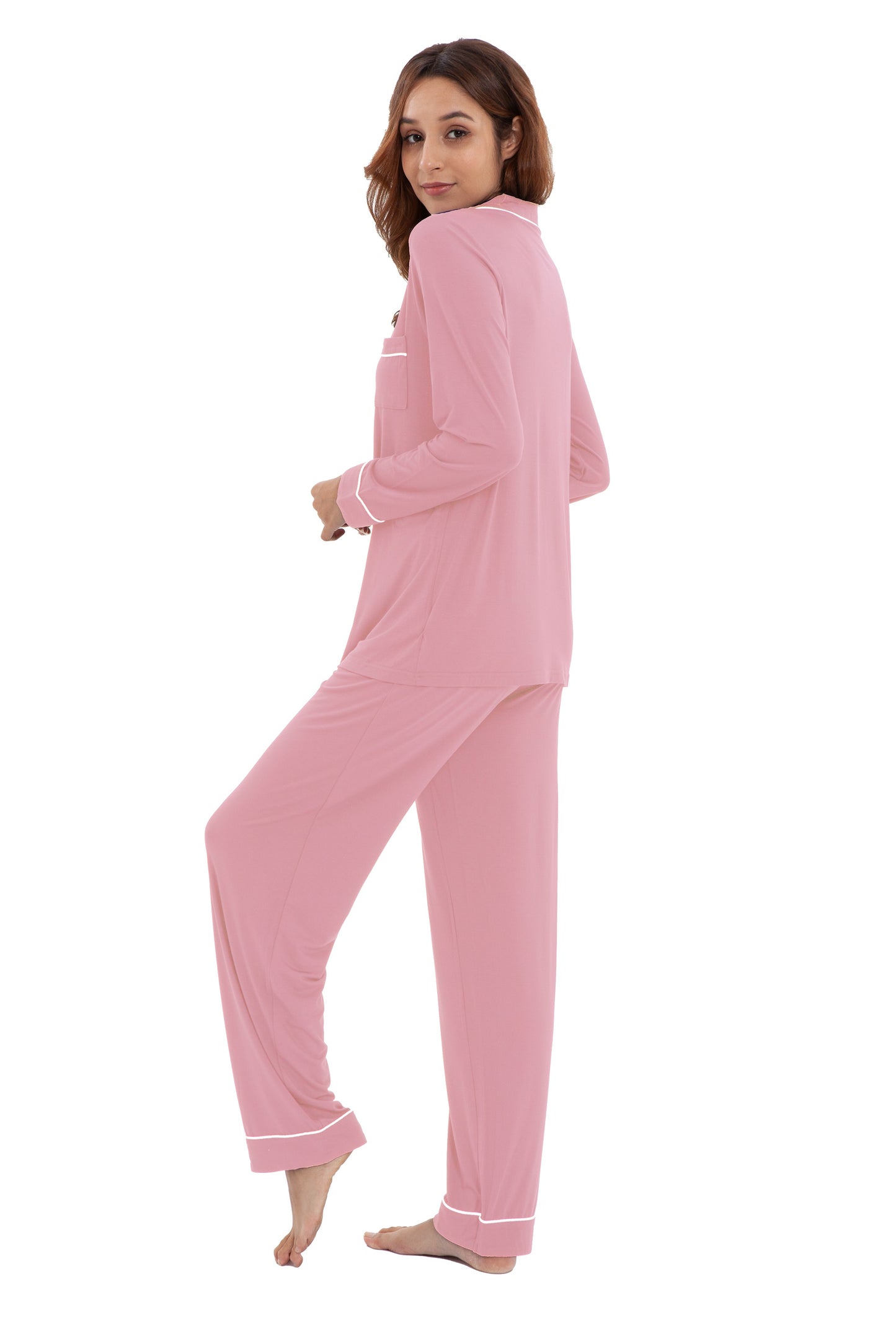 Women's Longsleeve Pajamas Set <br>- Light Pink