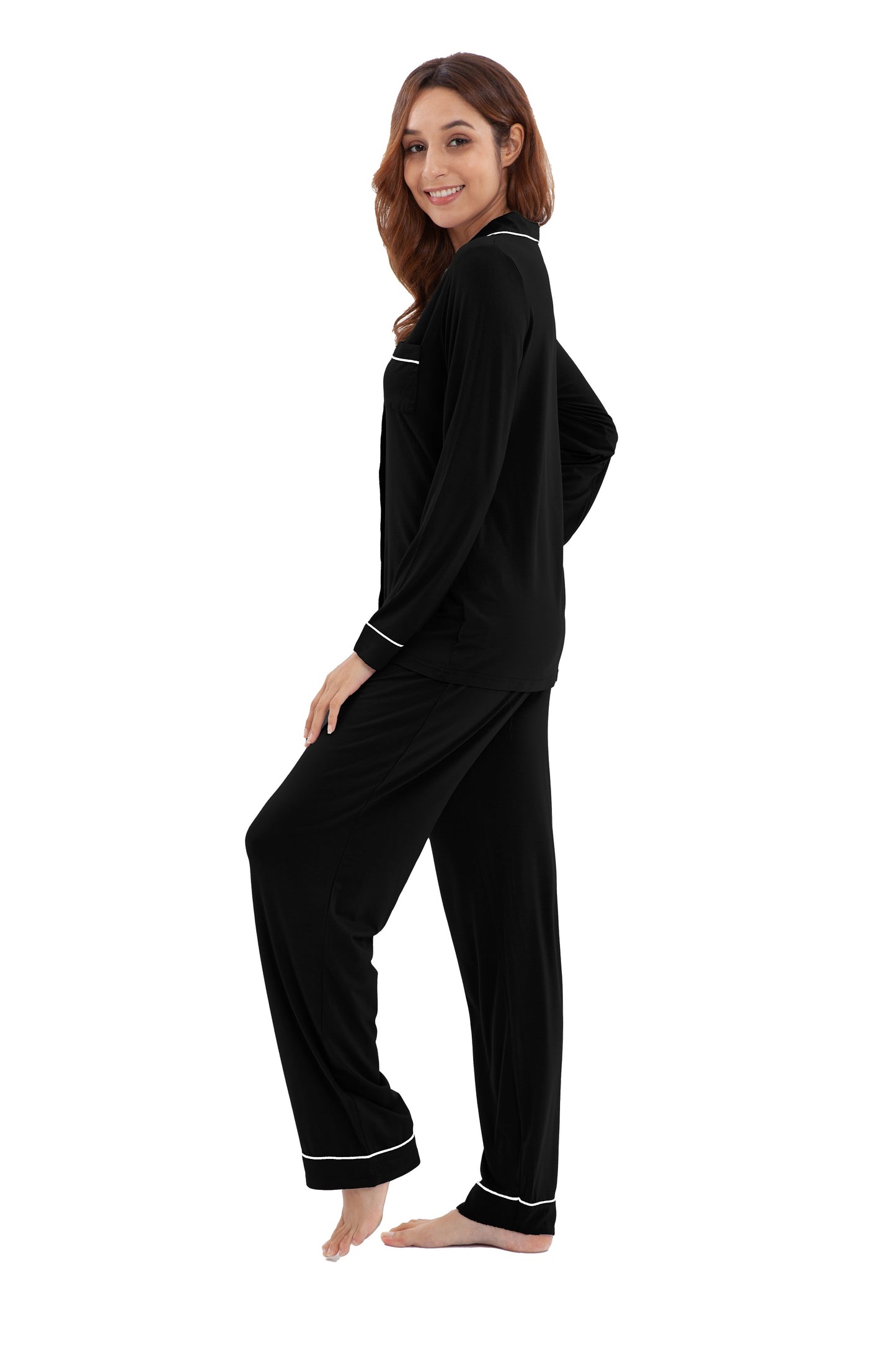 Women's Longsleeve Pajamas Set <br>- Black