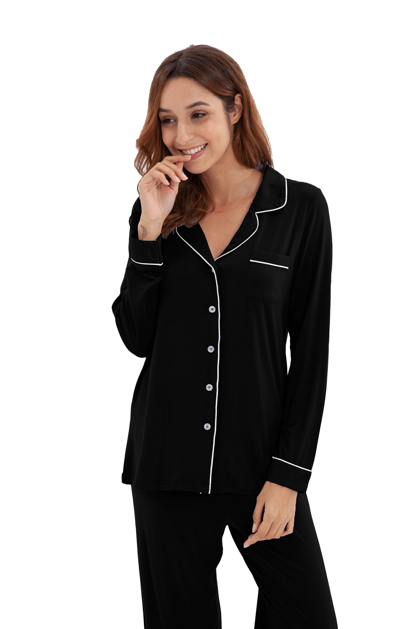 Women's Longsleeve Pajamas Set <br>- Black