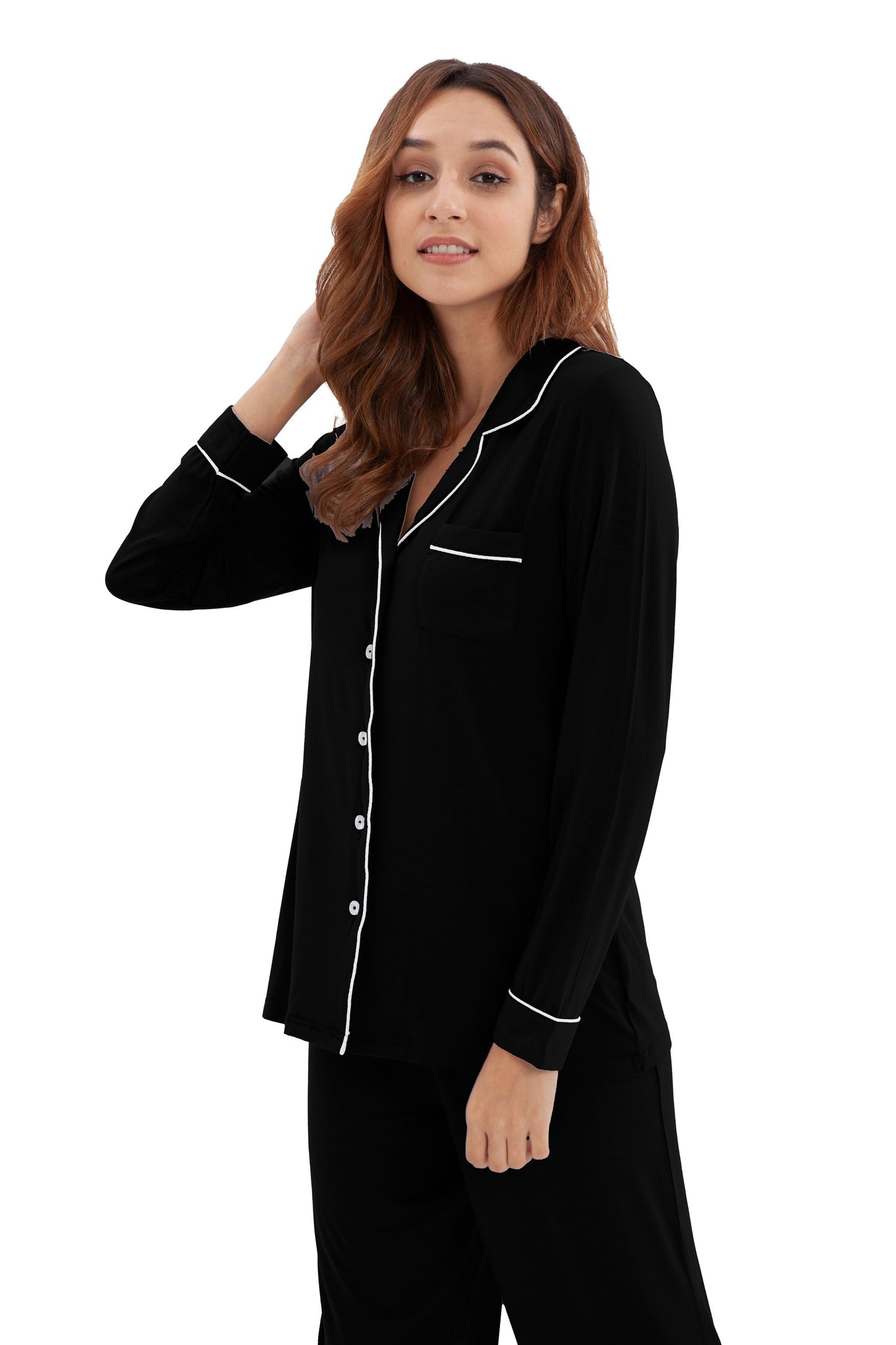 Women's Longsleeve Pajamas Set <br>- Black