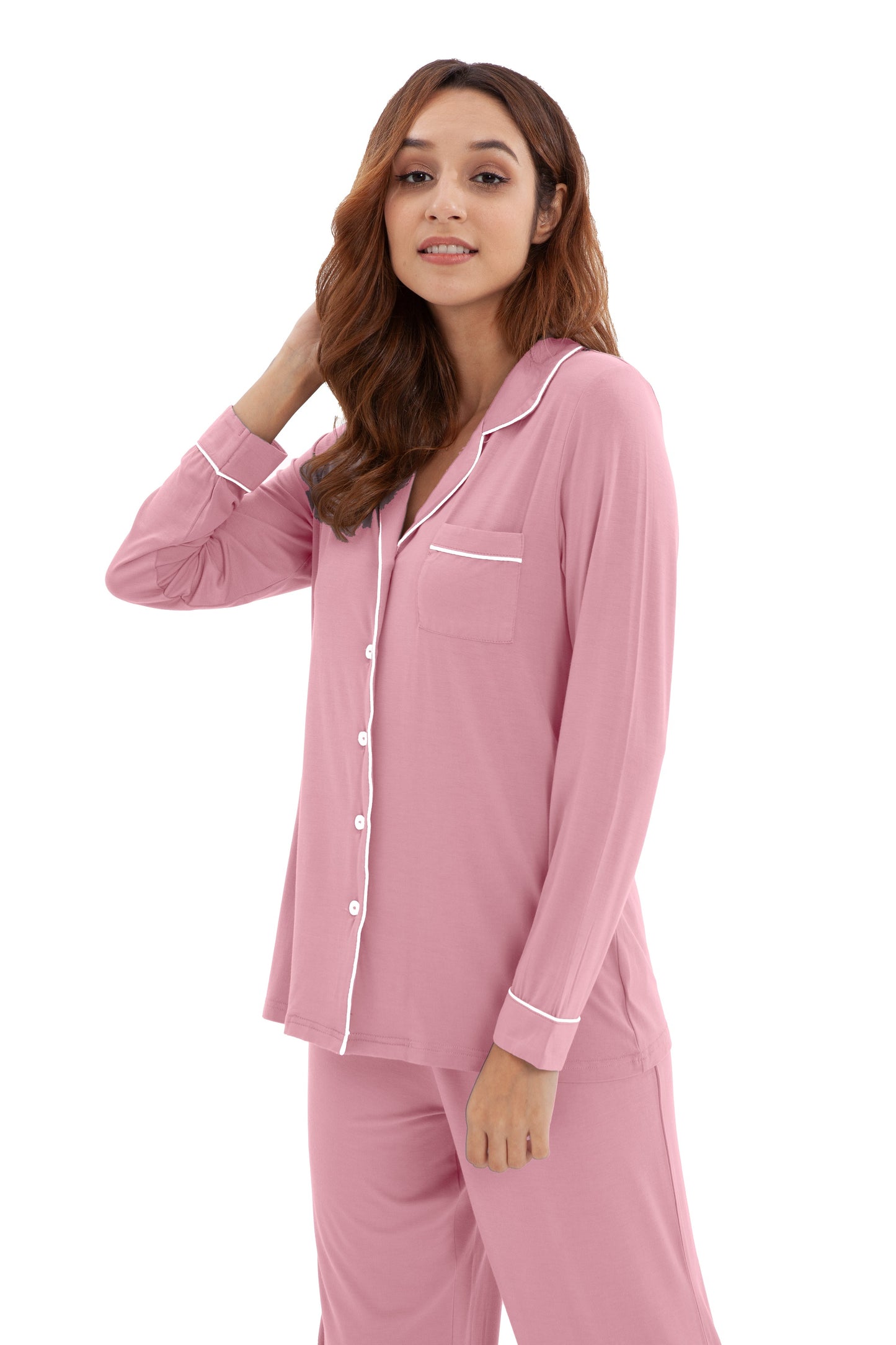Women's Longsleeve Pajamas Set <br>- Light Pink