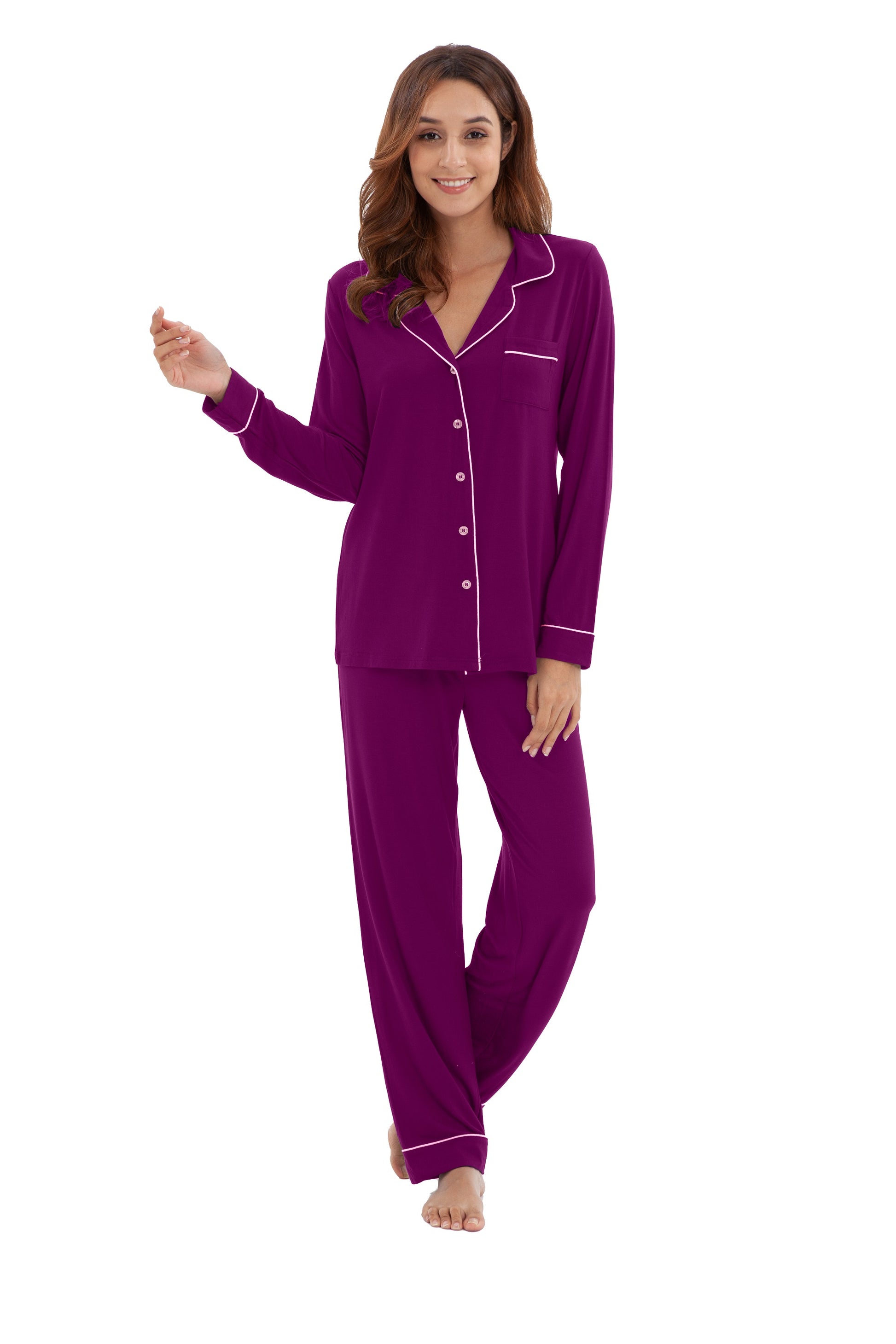 Women's Longsleeve Pajamas Set - Fuchsia – ELLY & E
