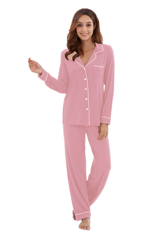 Women's Longsleeve Pajamas Set <br>- Light Pink