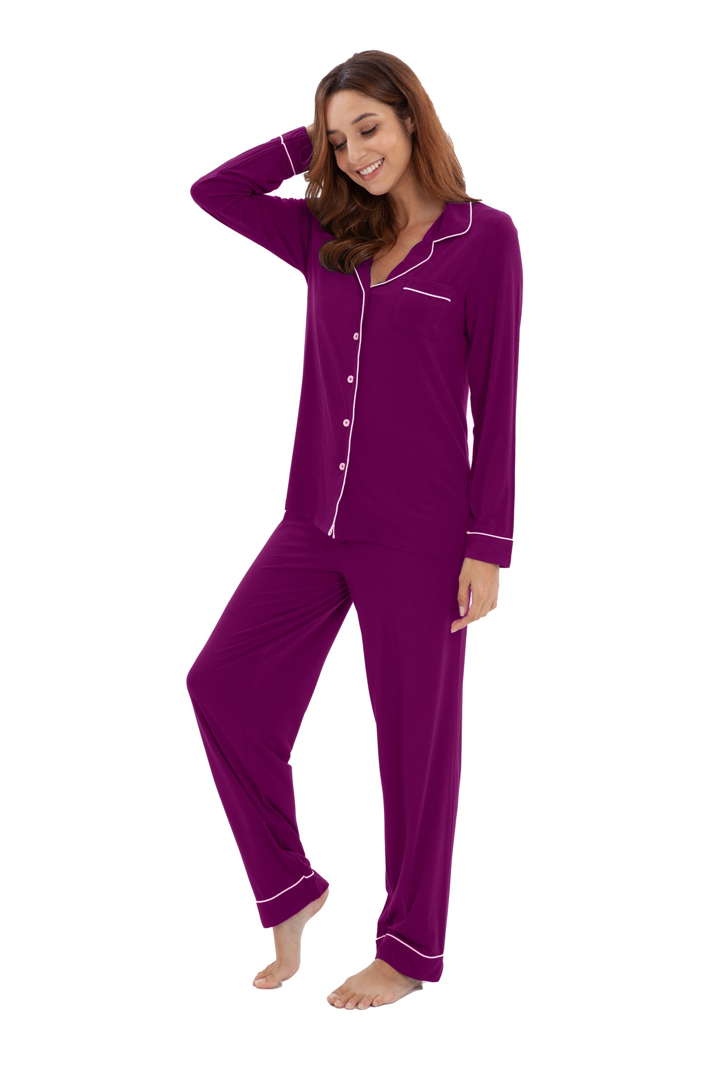 Women's Longsleeve Pajamas Set <br>- Fuchsia