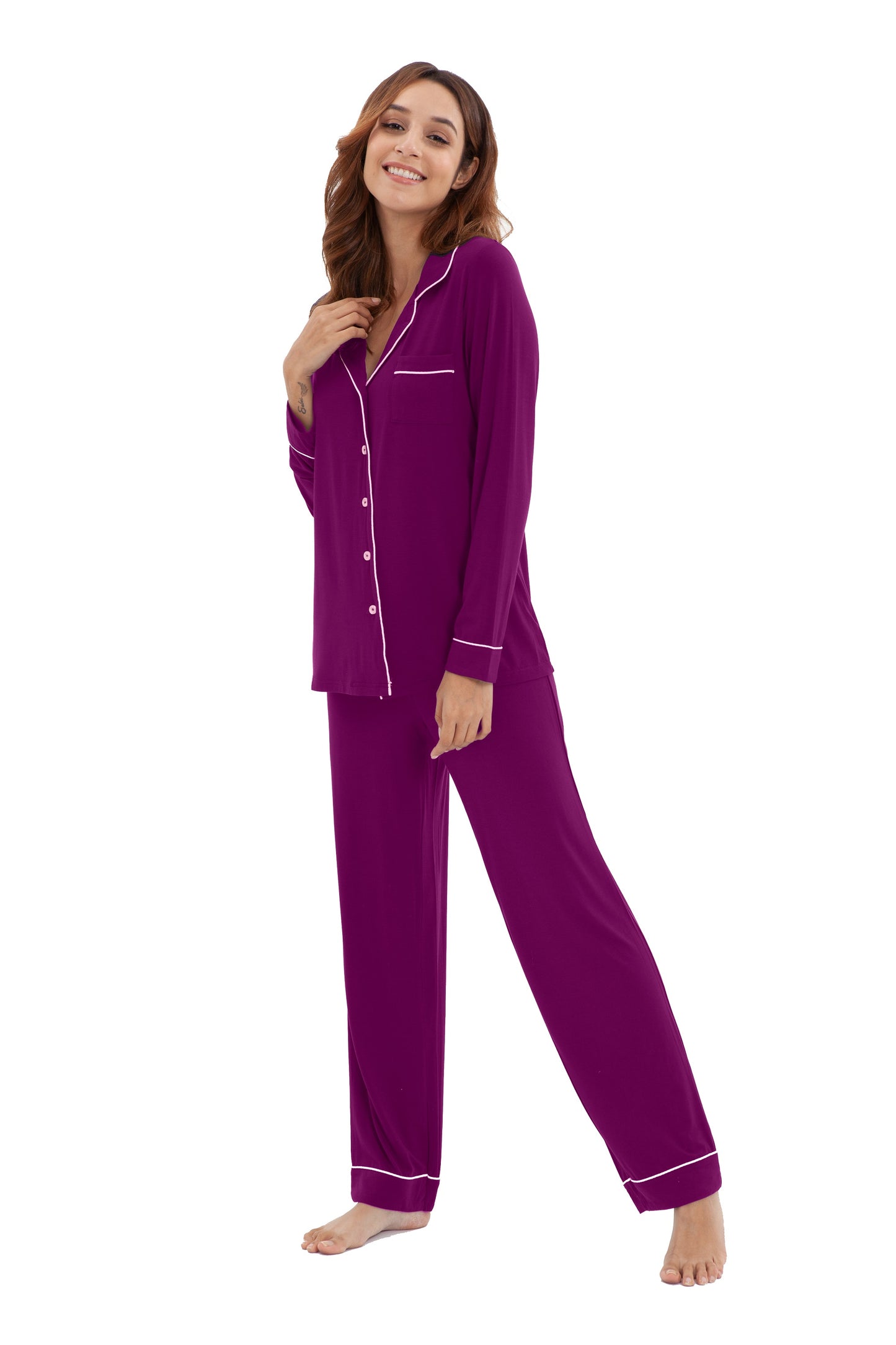 Women's Longsleeve Pajamas Set <br>- Fuchsia