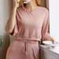 Women's loungewear set - Crop Top, Wide Leg Pants <br>- Rose